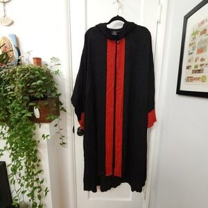 Endless Knot Hooded Kimono Robe Black Red Jacquard‎ Artwear Lagenlook M/L